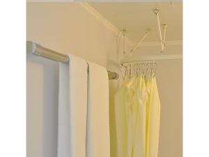 a bathroom with white curtains on a rod at Pure Hotel - Vacation STAY 44185v in Yabu