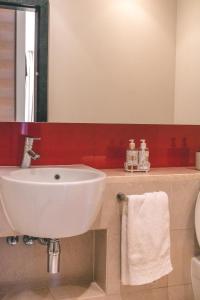 a bathroom with a white sink and a mirror at Raphael penthouse 205 in Johannesburg