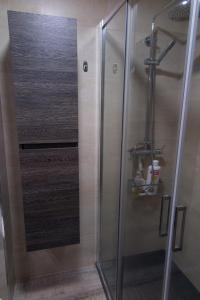 a shower with a glass door in a bathroom at GaliciaGuestHome Avenida Vigo 62 in Pontevedra