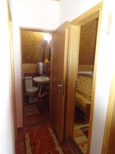 a small bathroom with a toilet and a sink at Guest House Happy in Žabljak