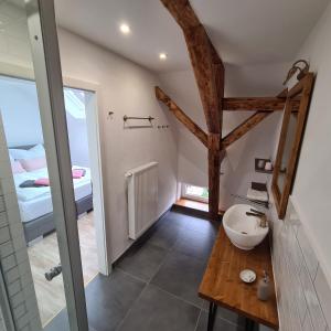 Vonios kambarys apgyvendinimo įstaigoje Gästezimmer Treuen - Bed & Breakfast