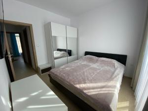 a bedroom with a large bed and a mirror at Apartament №1 in Villa Astoria 5 in Elenite +22 photos