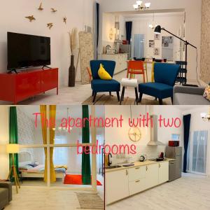a living room with two different views of a living room at Saint Ferdinand in Alicante
