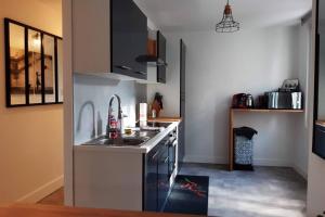 Kuchyň nebo kuchyňský kout v ubytování Appartement rénové Le New-York en centre ville - Terrasse et parking -
