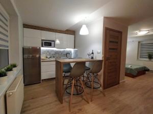 Kuchyň nebo kuchyňský kout v ubytování LAGO Apartamenty i pokoje