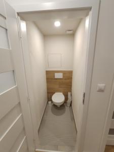 une petite salle de bains avec toilettes dans le couloir dans l'établissement Apartmán Anna, à Demänovská Dolina 9 autres photos