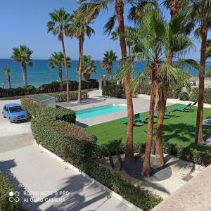 a beach with palm trees and palm trees at Hotel Lido Degli Angeli in Licata