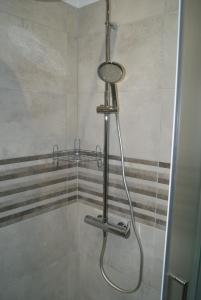a shower with a shower head in a bathroom at City Room in Volos