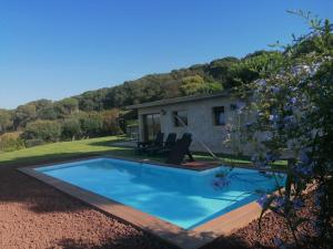 a swimming pool in front of a house at The calm house in Santa Cristina d'Aro