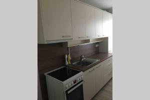 Una cocina o cocineta en Family apartment with garden and parking spot