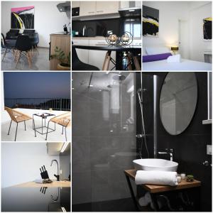 un collage de photos d'une cuisine et d'un salon dans l'établissement APARTMENT VISAGGIO DUBROVNIK, à Dubrovnik