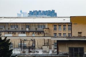 an old building with a city in the background at Apartman Gloria 3 in Senjak (historical)