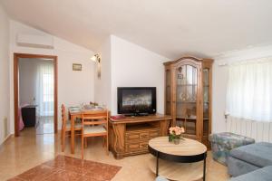 a living room with a television and a dining room at Apartments Flora in Rošini