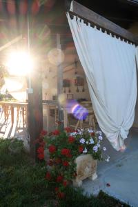 クトロフィアーノにあるA Lu Fanizzaの白いカーテンと花束の入った玄関