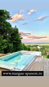 a swimming pool on the roof of a house at Retreat Margau Apuseni-Adults Only- wellness & wellbeing in Mărgău