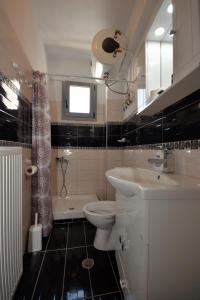 a bathroom with a sink and a toilet and a tub at APOSTOLIAS APARTMENTS in Volos