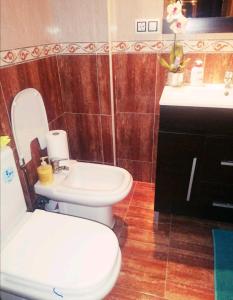 アグアドゥルセにあるHABITACIÓN & Confort JPのバスルーム(白いトイレ、シンク付)