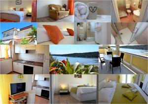 a collage of photos of a hotel room at Apartments Kampor in Rab
