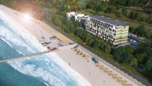 an aerial view of a beach with a hotel at Апартаменты у моря Magnit первая линия in Odesa