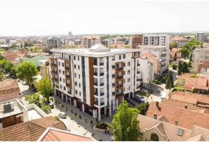 an overhead view of a building in a city at Lux Apartman 33 in Kragujevac