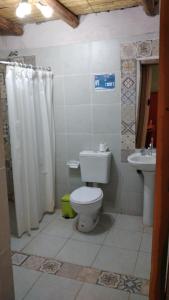 a bathroom with a toilet and a sink at Antigal in Copacabana