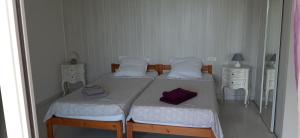 a bedroom with two beds and two night stands at Maison Margot in Vallauris