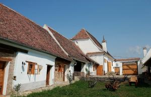un groupe de maisons blanches aux toits bruns dans l'établissement La Hansi in Crit, à Criţ
