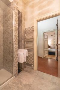 W łazience znajduje się kabina prysznicowa i lustro. w obiekcie B&B Casa Dodo Luxury w Forli