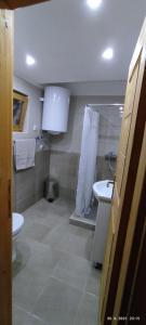 a bathroom with a toilet and a sink and a shower at Apartmani Vuk in Kolašin +134 photos