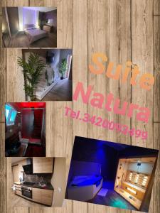 a collage of photos of a living room and a bedroom at Suite Natura Bed&Beauty Spa in Taranto