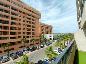 an aerial view of a parking lot in front of buildings at NON STRESS First Level in Valencia