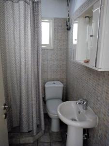 bagno con servizi igienici e lavandino di Maza House a Stavros