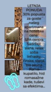 a collage of photos of a sign for a building at Apartman Esperanza in Vrnjačka Banja