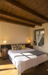 a bedroom with a large bed and a window at Cascina Canée in Angera