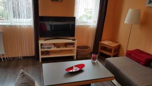 Televízia a/alebo spoločenská miestnosť v ubytovaní Zafír Sziget Apartman