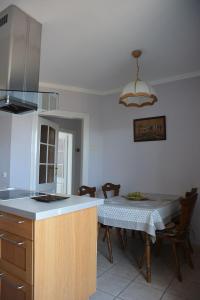 a kitchen with a table and a counter top at SOSNOWA 23 in Tenczynek