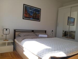 una camera con un letto e una foto appesa al muro di Apartman M&S a Lukavica