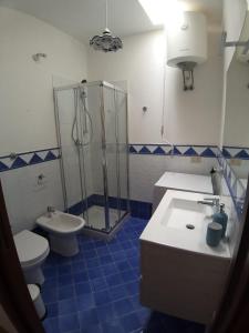 サン・ヴィート・ロ・カーポにあるIL VIAGGIO DI COSIMOのバスルーム(シャワー、トイレ、シンク付)