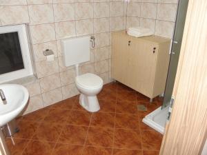 a bathroom with a toilet and a sink at Hotel and Restaurant Ana in Hrib-Loški Potok +21 photos