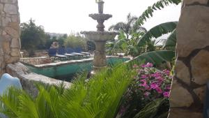 トラッペートにあるVilla Belvedere Michelleのスイミングプール横の庭園の噴水