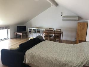 - une chambre avec un lit, un canapé et une table dans l'établissement Adelaide close CBD Large Private Studio Apartment in St Peters, à Kensington and Norwood