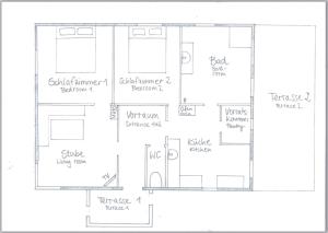 a drawing of a floor plan of a house at Waldchalet am Eichhof in Innsbruck