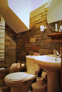 a bathroom with a toilet and a sink at Rinoula's Traditional Houses in Mouresi