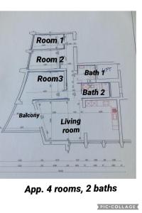 a drawing of a floor plan of a building at Fabulous Lakeside Family Apartment | 4 Rooms in Montreux