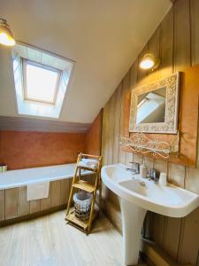 a bathroom with a sink and a bath tub at Le Chalet d'Etienne in Saint-Étienne-lès-Remiremont