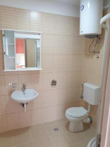 a bathroom with a toilet and a sink at Apartmani Zlatko in Zelenika