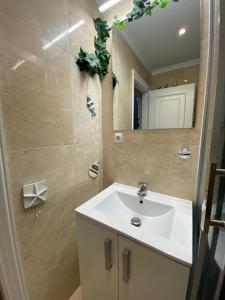 a bathroom with a sink and a mirror at EL PARAISO GOLF Y PLAYA in Estepona
