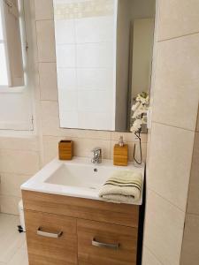 a bathroom with a sink and a mirror at Clemens9 Premium in Málaga
