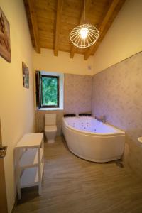 a large bathroom with a large tub and a toilet at Complejo Rural El Cerradón in Alceda