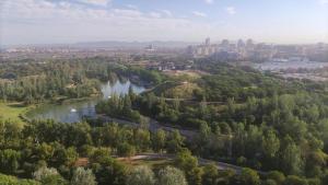 an aerial view of a river and a city at BioHomeValencia in Valencia